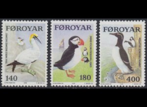 Färöer Mi.Nr. 36-38 Seevögel, Basstölpel, Papageitaucher, Trottellumme (3 Werte)