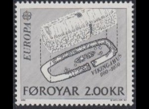 Färöer Mi.Nr. 71 Europa 82, Historische Ereignisse, Wikingerhaus (2,00)