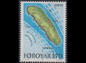 Färöer Mi.Nr. 154 Insel Hestur, Karte der Insel (270)