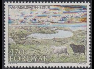 Färöer Mi.Nr. 157 Insel Hestur, Seenlandschaft, Schafe (470)