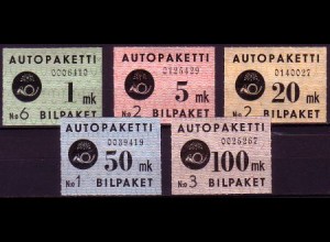Finnland Mi.Nr. 1-5 Paketkontrollmarken (5 Werte)