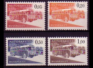 Finnland Mi.Nr. 10-13x Paketkontrollmarken, Autobus, norm. Papier (4 Werte)