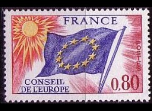F,Europarat Dienst Mi.Nr. 17 Europafahne, Sonne (0,80 Landesname FRANCE)