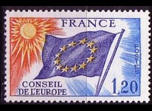 F,Europarat Dienst Mi.Nr. 18 Europafahne, Sonne (1,20 Landesnahme FRANCE)