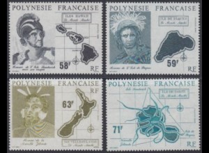Franz. Polynesien Mi.Nr. 553-56 Welt d.Polynesier, Landkarten Eingeborene (4 W.)