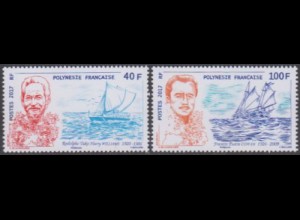 Franz. Polynesien MiNr. 1364-65 Seefahrer, Williams und Cowan (2 Werte)