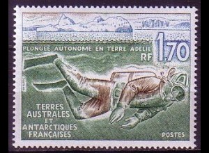 Franz. Geb. i.d. Antarktis Mi.Nr. 250 Tauchen bei Adélie-Land: Taucher (1,70)