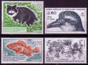 Franz. Geb. i.d. Antarktis Mi.Nr. 316-319 Tiere in der Antarktis (4 Werte)