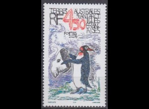 Franz. Geb. i.d. Antarktis Mi.Nr. 555 Pinguin m.Mütze Karrikatur Garouste (4,50)