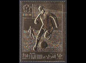 Fujeira Mi.Nr. 1465A Fußball-WM 1970, Spieler, gezähnt, goldfarben (2,50)
