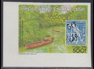 Gabun Mi.Nr. 961U 100J. gabunische Briefmarken, Fluß, Marke MiNr. 4 (500)