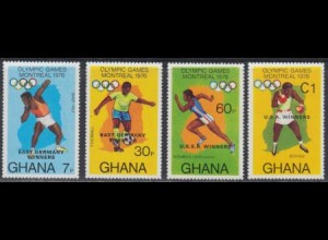 Ghana Mi.Nr. 686-89A Olympia 1976 Montreal, m.Aufdr. der Sieger (4 Werte)