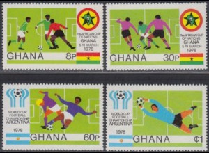 Ghana Mi.Nr. 746-49A Fußball-Afrikameisterschaft + Weltmeisterschaft 1978 (4 W.)