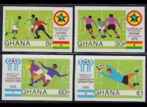 Ghana Mi.Nr. 746-49B Fußball-Afrikameisterschaft + Weltmeisterschaft 1978 (4 W.)