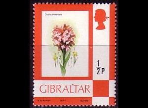 Gibraltar Mi.Nr. 348II Dreizähniges Knabenkaut (Orchis tridentata), Jahrez.1982