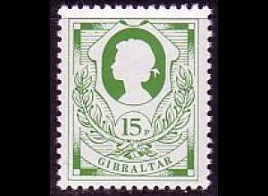 Gibraltar Mi.Nr. 425 Freimarke Königin Elizabeth, gelblichgrün (15 P)