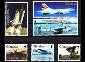 Gibraltar Mi.Nr. 1036-41A 100 J. Motorflug, gez. 13:13 1/4 (6 Werte)