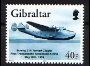 Gibraltar Mi.Nr. 1037A 100 J. Motorflug, Lindbergh Spirit.., gez. 13:13 1/4 (40)