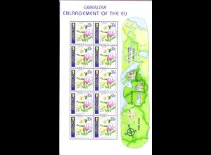 Gibraltar Mi.Nr. Klbg.1050 Erweiterung der EU, Margerite + Kornblume (10 x 30 P)