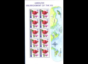 Gibraltar Mi.Nr. Klbg.1051 Erweiterung der EU, Rose + Flockenblume (10 x 40 P)