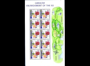 Gibraltar Mi.Nr. Klbg.1052 Erweiterung der EU, Tulpe + Nelke (10 x 42 P)