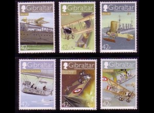Gibraltar Mi.Nr. 1318-23 100 Jahre Luftfahrzeuge der Marine (6 Werte)