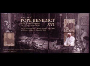 Insel Man Mi.Nr. Block 74 Papst Benedikt XVI in Großbritannien 