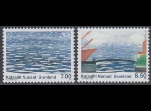Grönland Mi.Nr. 561-62 NORDEN, Leben am Meer, Meereswellen, Hafeneinfahrt (2 W.)