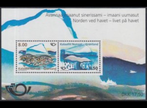 Grönland Mi.Nr. Block 59 NORDEN, Leben am Meer, Eisberg, Robben, Walfluke