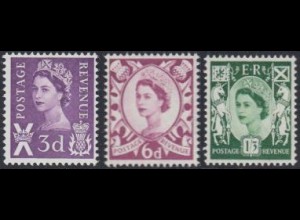 GB-Schottland Mi.Nr. 1-3x Freim.Königin Elisabeth II (3 Werte)
