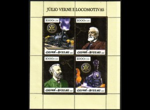 Guinea-Bissau Mi.Nr. Klbg.2930-33 Dampfloks - Jules Verne, goldf. (m.1x2930-33)