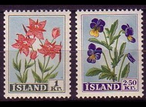 Island Mi.Nr. 323-24 Freim. Blumen (2 Werte)