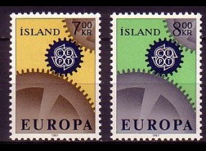 Island Mi.Nr. 409-10 Europa 67, Zahnräder (2 Werte)
