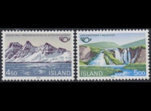 Island Mi.Nr. 596-97 Norden, Tourismus in Skandinavien (2 Werte)