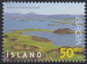 Island Mi.Nr. 913 Europa 99, Natur-+ Nationalparks, Krater v.Skútustadir (50.00)