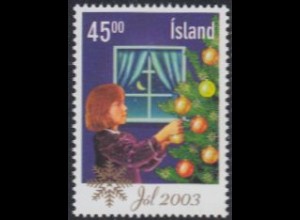 Island Mi.Nr. 1049 Weihnachten, Mädchen schmückt Weihnachtsbaum (45,00)