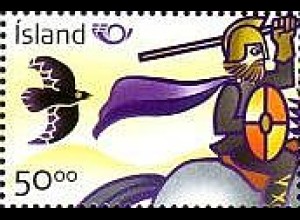 Island Mi.Nr. 1060 NORDEN; Odin (Wotan), germanischer Gott (50.00)