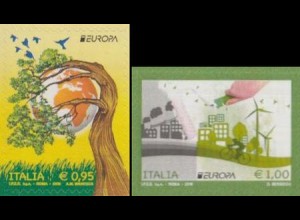 Italien Mi.Nr. 3908-09 Europa 16, Umweltbewusst leben, V.Grau z.Grün, skl (2 W.)