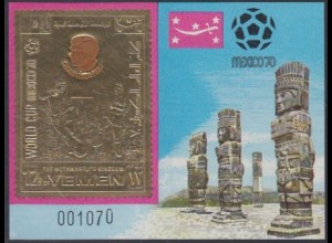 Jemen (Königreich) Mi.Nr. Block 194 Fußball-WM Mexiko, Chumpitaz 