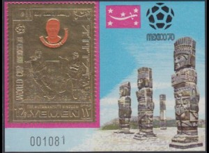 Jemen (Königreich) Mi.Nr. Block 196 Fußball-WM Mexiko, Beckenbauer 