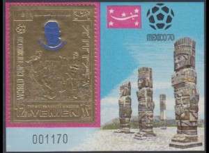 Jemen (Königreich) Mi.Nr. Block 199 Fußball-WM Mexiko, Van Himst 