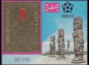 Jemen (Königreich) Mi.Nr. Block 200 Fußball-WM Mexiko, Pelé 