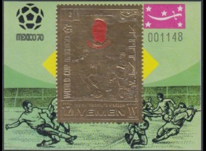 Jemen (Königreich) Mi.Nr. Block A200 Fußball-WM Mexiko, Pelé 
