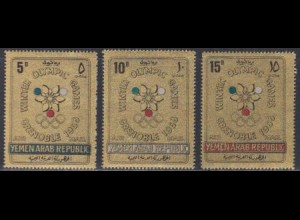 Jemen (Nordjemen) Mi.Nr. 613-15 Olympia 1968 Grenoble, a.goldfarb. Papier (3 W.)
