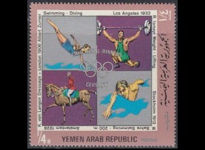 Jemen (Nordjemen) Mi.Nr. 1270 Dt.Olympias. Schwimmen Dressur Gewichtheben (1/4)