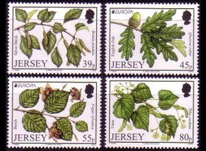 Jersey Mi.Nr. 1535-38 Laubbäume; EUROPA: Wald (4 Werte)
