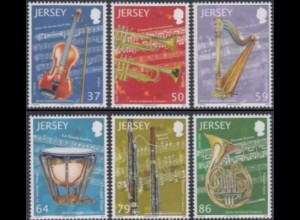 Jersey Mi.Nr. 1608-13 Jersey Symphony Orchestra, Instrumente, Noten (6 Werte)