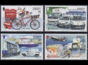 Jersey Mi.Nr. 1714-17 Verkehrsmittel Postbeförderung, Europa Postfahrzeuge (4W.)