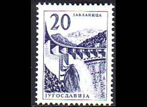 Jugoslawien Mi.Nr. 977 Freim., Wasserkraftwerk Jablanica, StTdr violettblau (20)