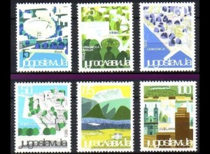 Jugoslawien Mi.Nr. 1040-45 Jugoslawische Touristenorte (6 Werte)